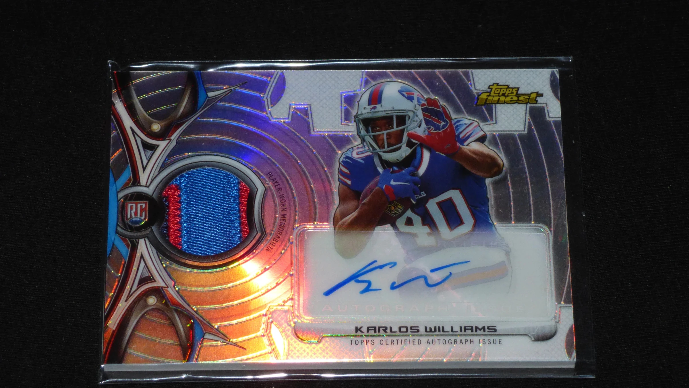 Karlos Williams 2015 Topps Finest, Rookie Refractor Autographed Patch #rrap-kwi